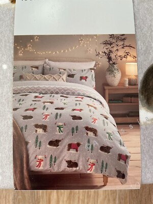 Next Grey Hamish Brushed 100% Cotton Christmas Duvet Cover