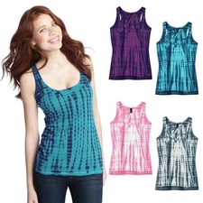 4 PACK Ladies Tie Dye Yoga Racerback Style Cotton Tank Top