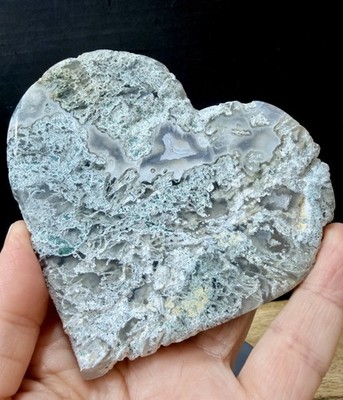 Kristall Moos Achat Herz Spirituelle Heilung Druzy Einschlüsse Heil Display 174g (2)