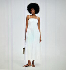 Madewell $148 White Poplin Seamed Maxi Dress Open Back Adjustable Straps Size 6