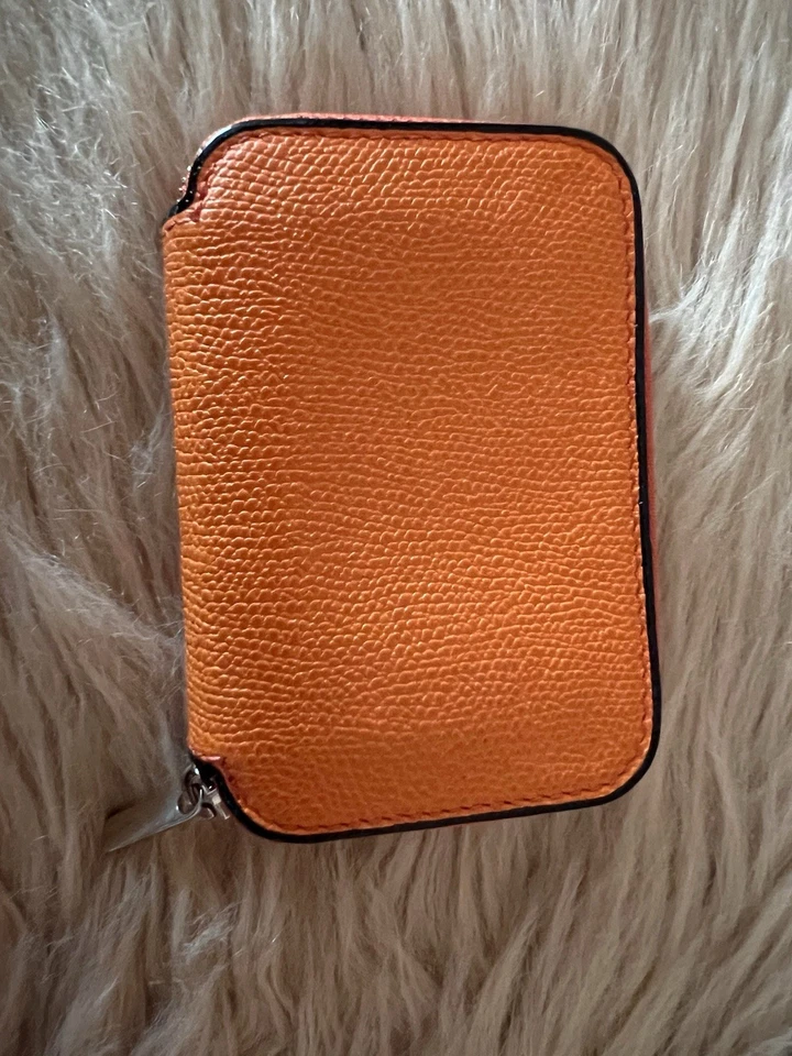 Valextra Naranja Cremallera Alrededor Portatarjetas Billetera Preloved Foto 3 de 4