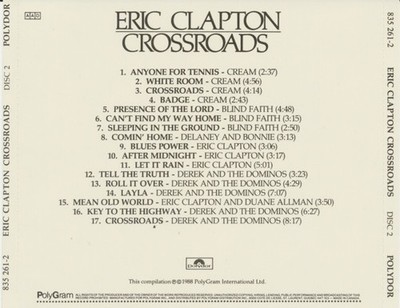 ERIC CLAPTON-CROSSROADS CD 2 ONLY (WHITE ROOM/BADGE/CAN'T FIND MY WAY HOME)