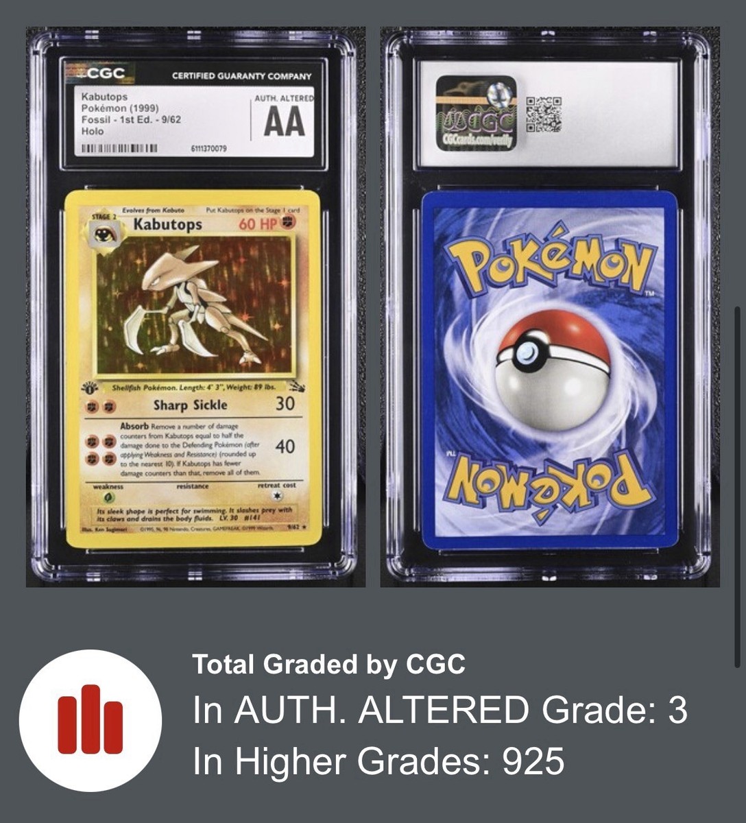 Kabutops 9/62 Fossil Holo for sale online | eBay