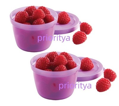 2 x Tupperware 5 Oz Gum Drop Food Storage Containers Purple and Seal NEW