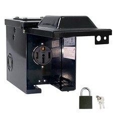 RV/EV 50 Amp 125/250 Volt Power Outlet Box, Waterproof Lockable Enclosed Powe...