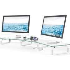 Hemudu Dual Monitor Stand, Computer 2 Pack Clear
