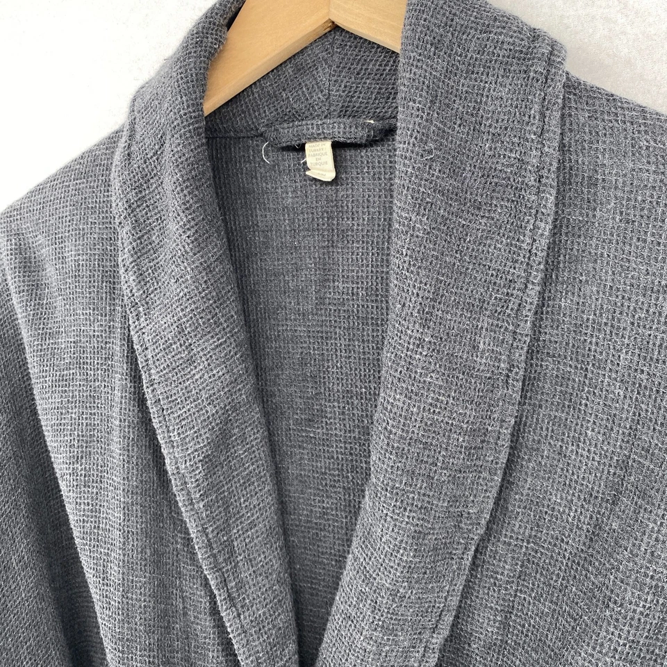 Bata EILEEN FISHER S M Algodón Orgánico Gofre Chal Envoltura Corbata Cinturón Gris Foto 4 de 4