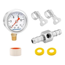 MEASUREMAN 0-15 Psi Glycerin Filled Fuel Pressure Gauge, 1.5” Dial, 0-15psi 