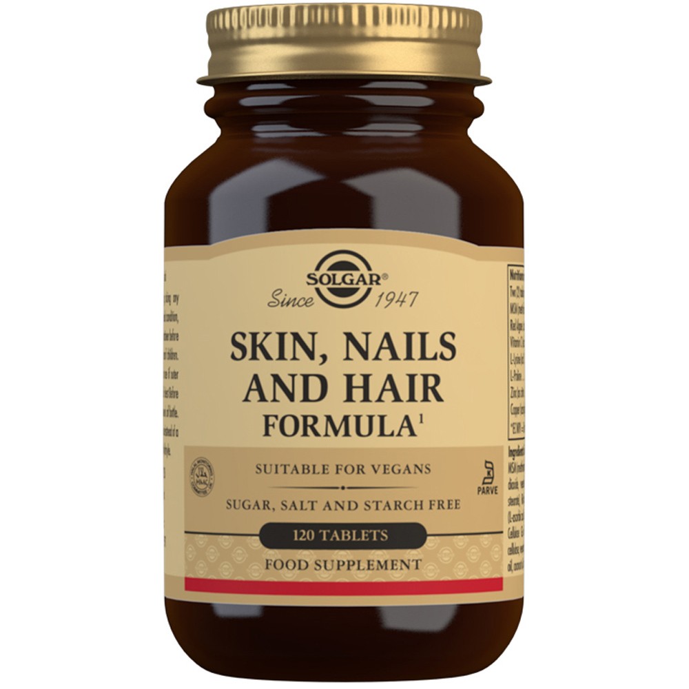 Solgar Skin, Nail and Hair Formula Food Supplement 120 Vegan Vegetarian Tablets