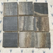 Gray Brown Stone-Look Ceramic Mosaic Tile Sheet Matte Mesh 9 Tiles 5x5cm