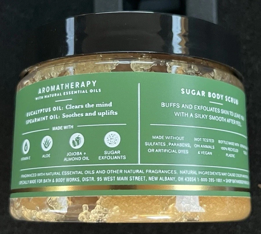 -NEW- EUCALYPTUS + SPEARMINT Stress Relief SUGAR SCRUB BATH & BODY WORKS Smooth - Image 2 of 2