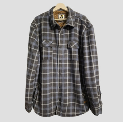 Voyager Sherpa Heavy Fleece Lined Flannel Shirt Jacket Plaid Green Mens  Size 2XL