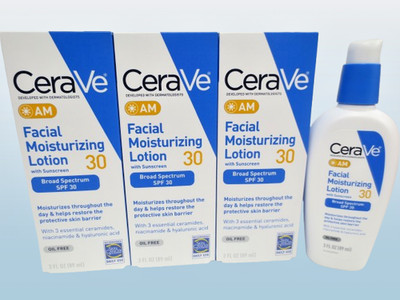 CERAVE AM FACIAL MOISTURIZING LOTION W/ SUNSCREEN SPF 30 3 OZ EXP: 2027 SET OF 3