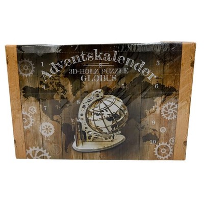 3D Holzpuzzle Globus Adventskalender 166 Teile Drehbarer Weltkugel-Bausatz