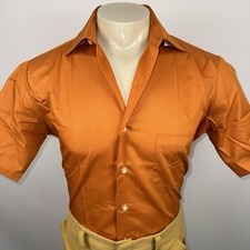 NOS Towncraft Dress Shirt Mens Penneys Vintage 1960s USA Made Orange Medium 15.5