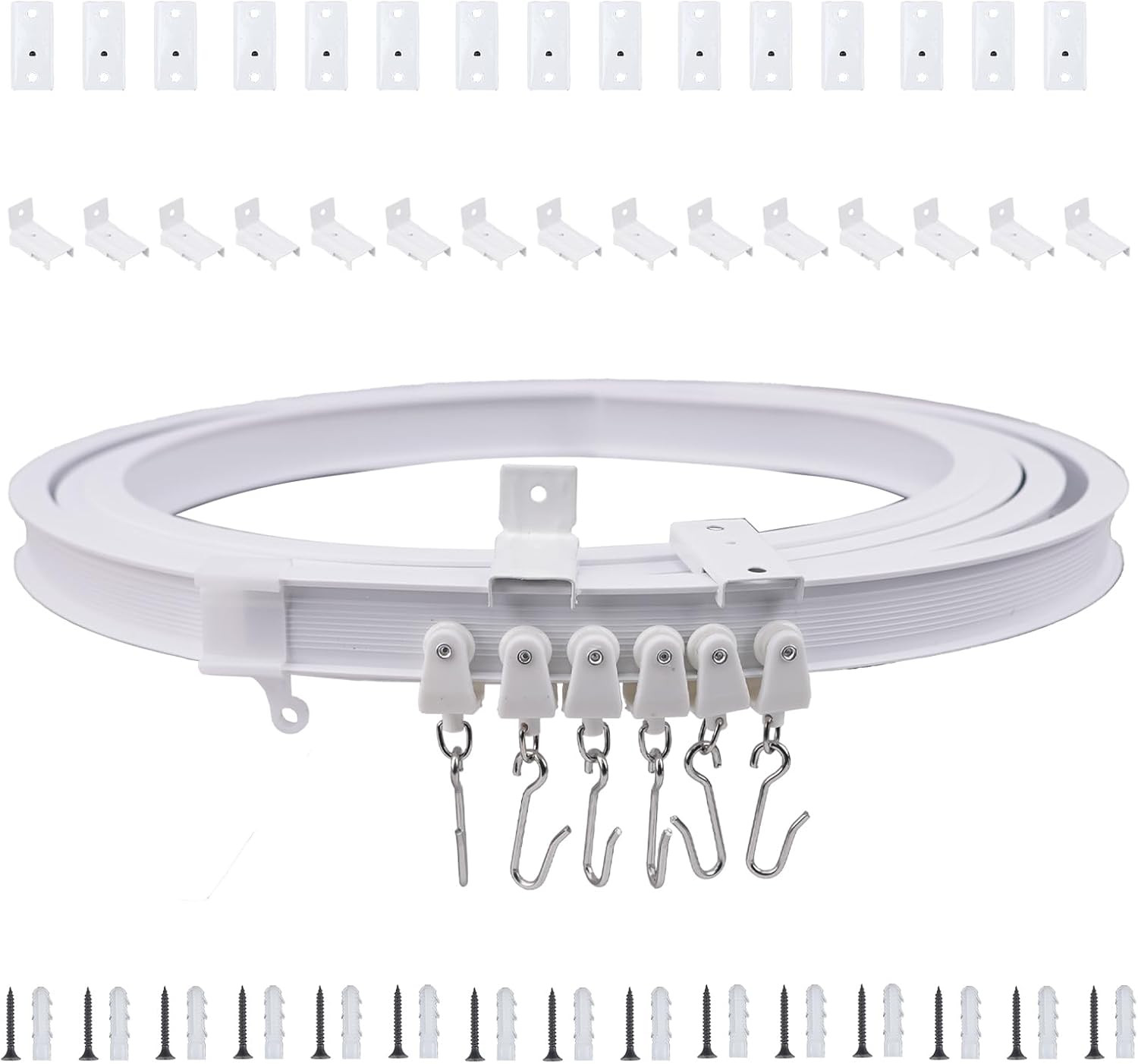 5M/16.4Ft Bendable Ceiling Curtain Track for Bay Window, Flexible Curtain Rail T