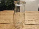 Vtg HAZELWOOD Glass Milk Bottle Jar Half Pint Embossed Ribbed Design