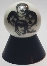Beatles 4 in 1 Glass 1" Logo Marble w/ Colored Stand