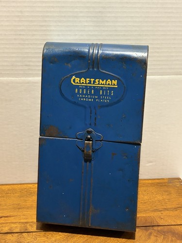 Vintage Craftsman 13pc Auger Bit Set Hand Drill Brace Bits W/ Metal Case USA
