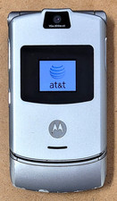 Motorola RAZR / Razor V3 - Silver  AT T  Cellular GSM Flip Phone