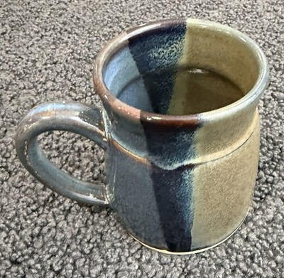 Hand thrown stoneware mug signed multi color glaze Studio Art