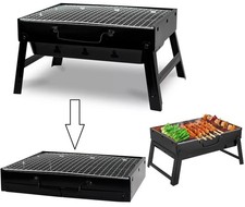 Folding BBQ Metal Grill Barbecue Portable Carry Handle Camping Picnic Outdoor
