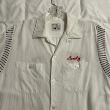 Vintage 50s 60s Chain Stitch Loop Collar Bowling Shirt Rockabilly