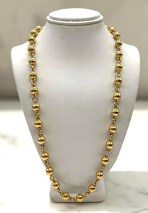 Authentic VTG Classic Gold-plated 7mm Ball bead necklace 18" Glam