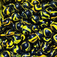 9 Lot Poison Frog Marble Collection by Vintage Marbles 16mm 5/8" Yellow Swirls
