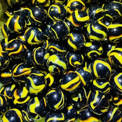 1lb Lot Poison Frog Marble Collection by Vintage Marbles 16mm 5/8" Yellow Swirls - Image 1 of 2