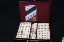 A New Chinese Mahjong Game Set with Instructions in a Beautiful Wood Case