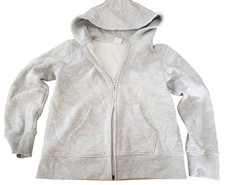 Amazon essentials basic light grey zip up hooded sweater youth sz. M 8