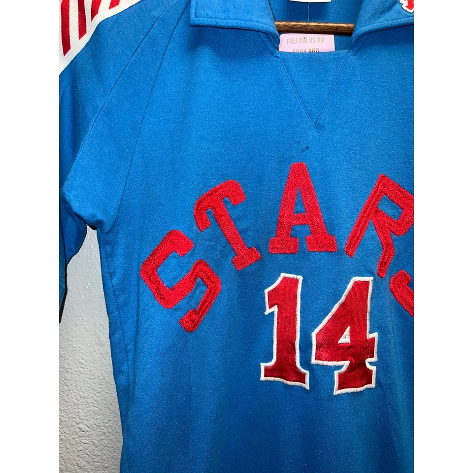 Camisa De Colección Descente Stars Team #14 Azul Rojo Diseño Rara Años 80 Años 70 Mediana Foto 2 de 4