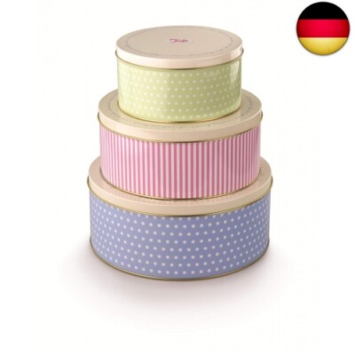 Tala Kuchendosen, Retrodesign, rund, 3er-Packung, Blau, Rosa & Grün
