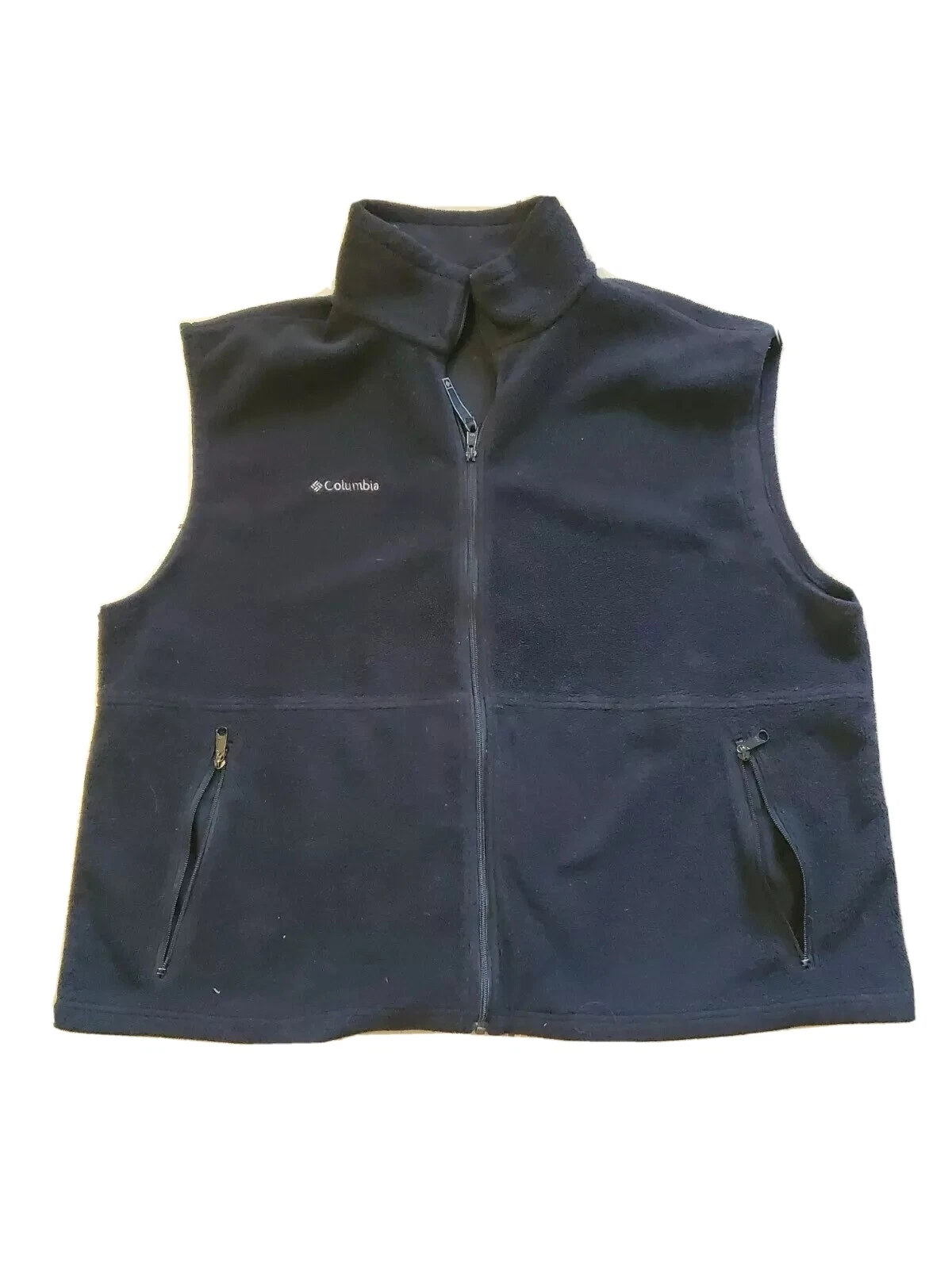 Columbia Fleece Vest Size XL Men's Full Zip-Embroidered Black