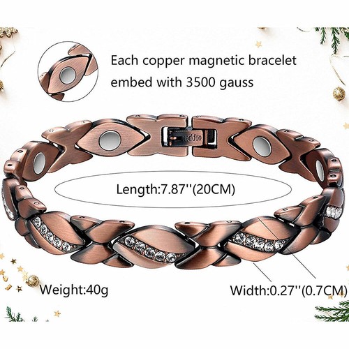 Bracciale Magnetico Donna Puro Rame Per Artrite Guarigione Polsino Carpale - Foto 3 di 10