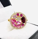 Sterling Silver Genuine Ruby & Pink Topaz Ring Sz 7 Vintage Jewelry