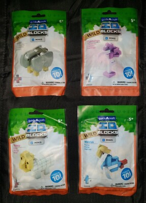 4 NEW Guidecraft ID WILD BLOCKS Minis ANIMAL Building BRICKS Packs LOT