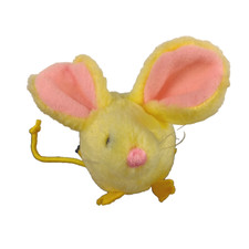 Dakin Yellow Easter Mouse 4in Big Pink Ears Felt Plush Vintage Toy 1986