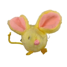Dakin Yellow Easter Mouse 4in Big Pink Ears Felt Plush Vintage Toy 1986