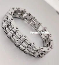 SOLID Stainless Steel Motorcycle Bike Chain Design Bracelet Men's Jewelry 16MM