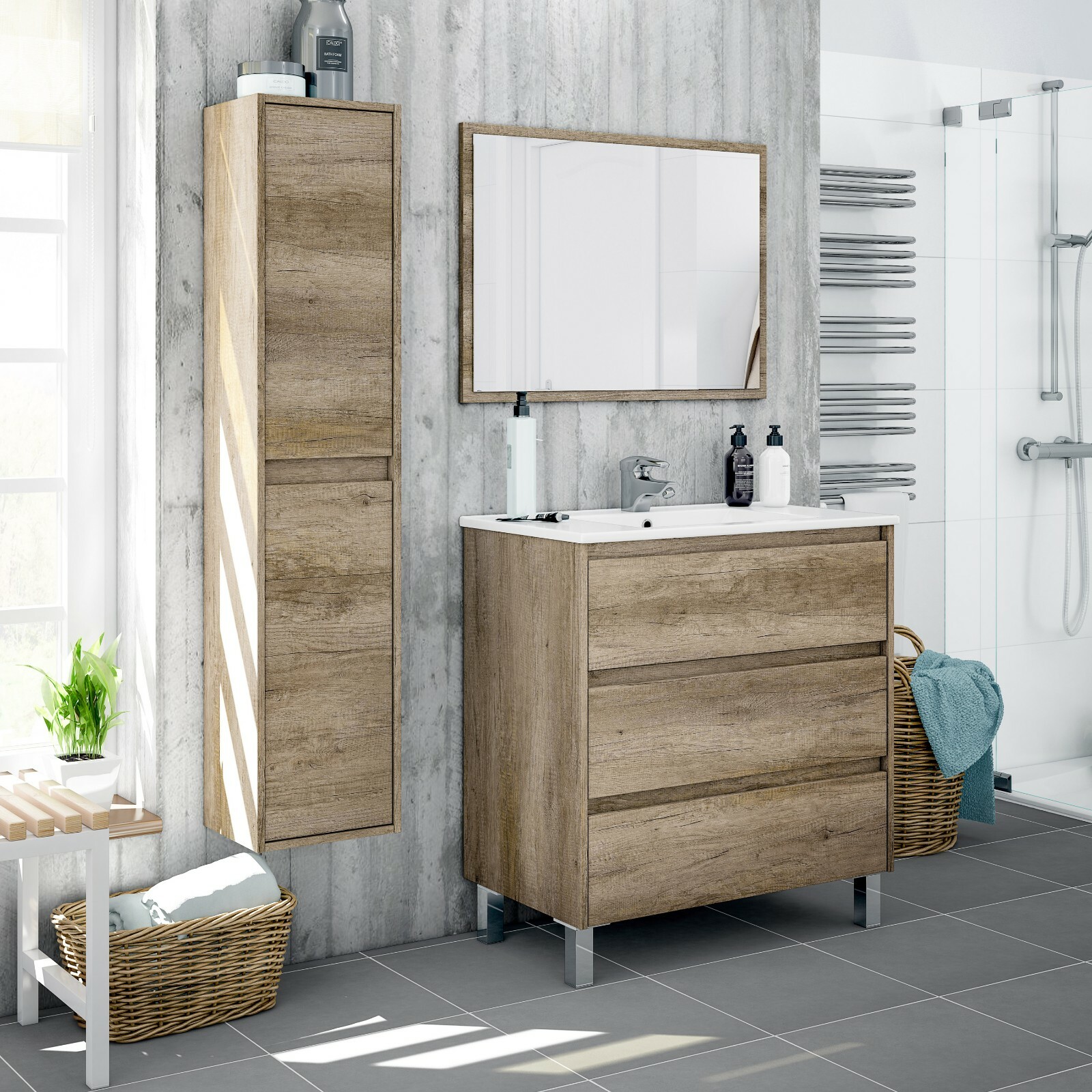 Mueble de baño, columna de lavabo para colgar, armario auxiliar, Suspendida