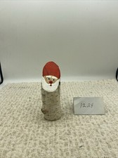 Folk Art Santa Claus Face Hand Painted On Log 5 Tall
