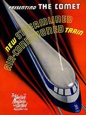 Vintage Art Deco Travel Poster 30s Streamline Hiawatha Locomotive Dieselpunk