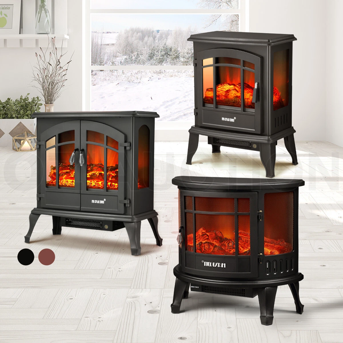 Maxkon 1800W Electric Fireplace Heater Stove Portable 3D Flame Thermostat  Home | eBay