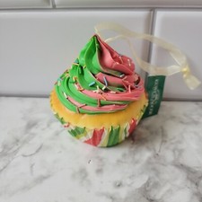 Kurt Adler Foam Cupcake Christmas Ornament Pink  Green Wrapper  Icing