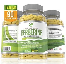 Nurture Alley Premium Berberine HCL 1400mg Plus Organic Ceylon Cinnamon 90 Caps