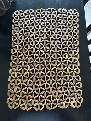 Vintage Wooden Flexible Bead Daisy Placemats MCM Set Of 6