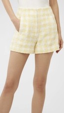VERONICA BEARD Jazmin Pale Yellow Gingham Lined Tailoring Shorts Size 10 NEW 349