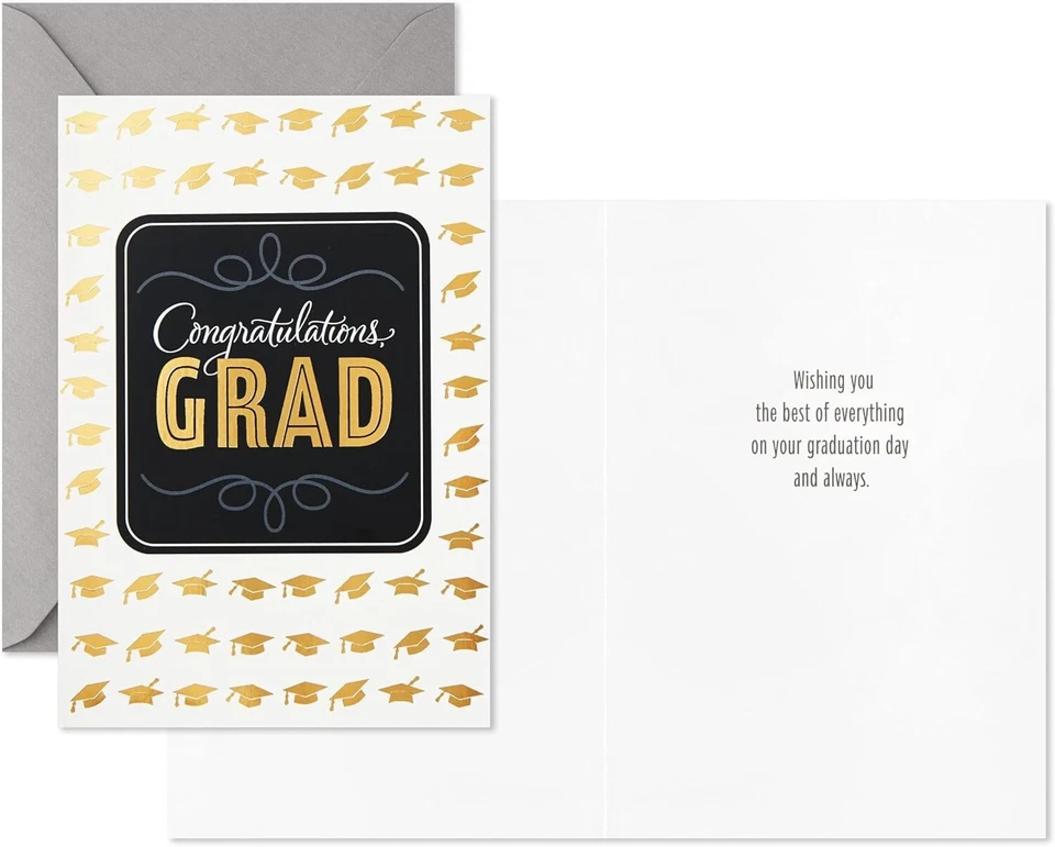 Graduation Cards Assortment, Black and Gold (12 Cards and Envelopes, 4 Designs) - Image 3 of 4